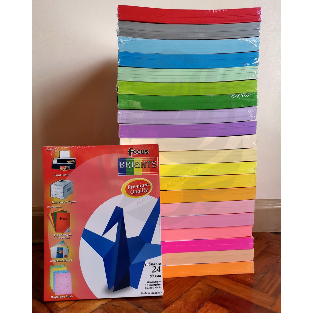 Focus Brights Colored Paper [ Single Color ; 250 sheets/pack ] Shopee