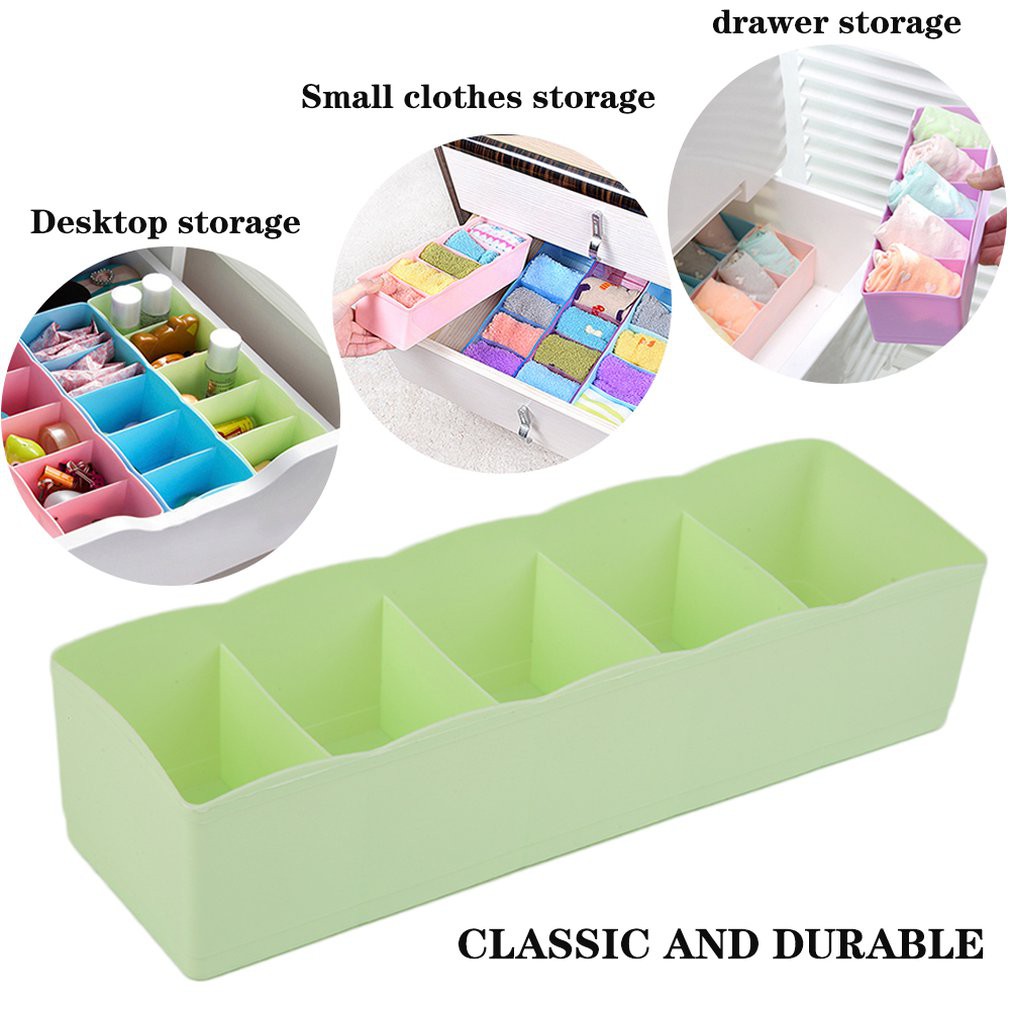 Ele Hot 5 Grid Organizer Tie Bra Socks Drawer Cosmetic Divider