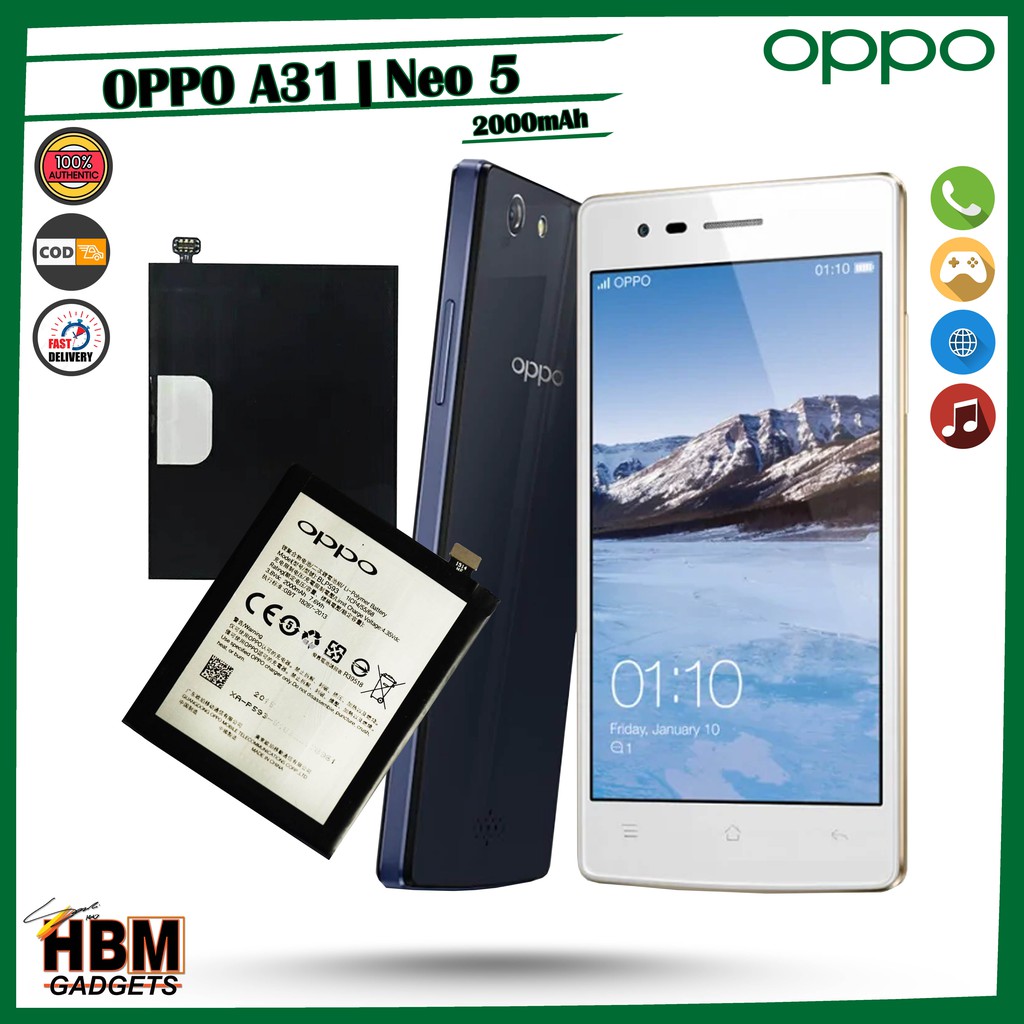 Oppo A31 Neo 5 Battery Model Blp593 Battery Manufacture 2000mah Shopee Philippines 4351