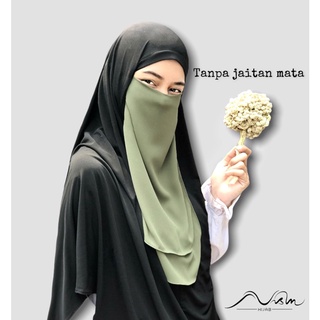 2 Layer Plain Pattern Multicolor Ceruti 29cm x 44cm Niqab for Women