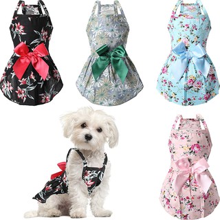 Dog Bowknot Floral Dress Pet Princess Dress Dog Sundress Dog Princess Dress Puppy Summer Dress