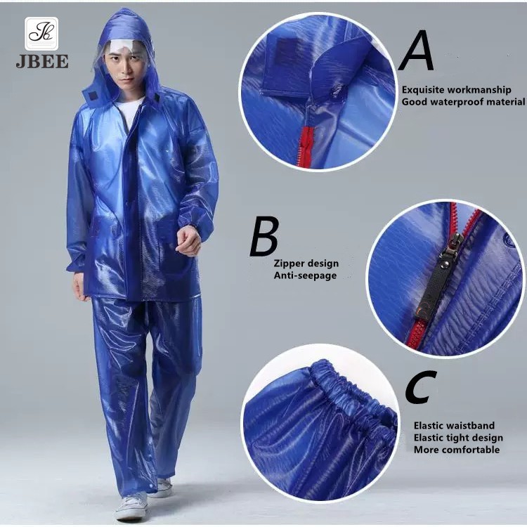 JBEE Thickened PVC rubber Oxford split raincoat suit outdoor motorcycle