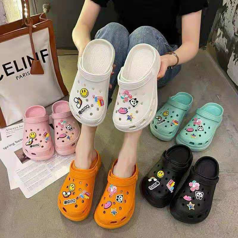(2022 New)Women Sandals Bae Clog Slippers Thick Bottom White Crocs For ...