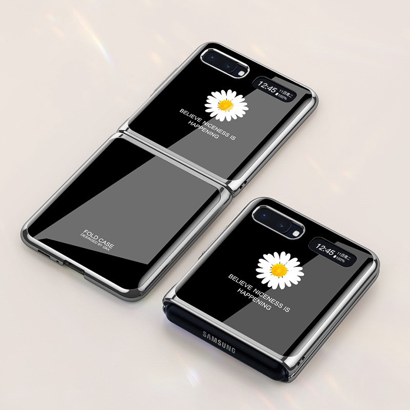 Z Flip Luxurious Plating Case For Samsung Galaxy Z Flip Case Tempered Glass Shell Painted Deer Daisy Carbon Fiber Mobile Phone Case Cover Galaxy Z Flip Shopee Philippines