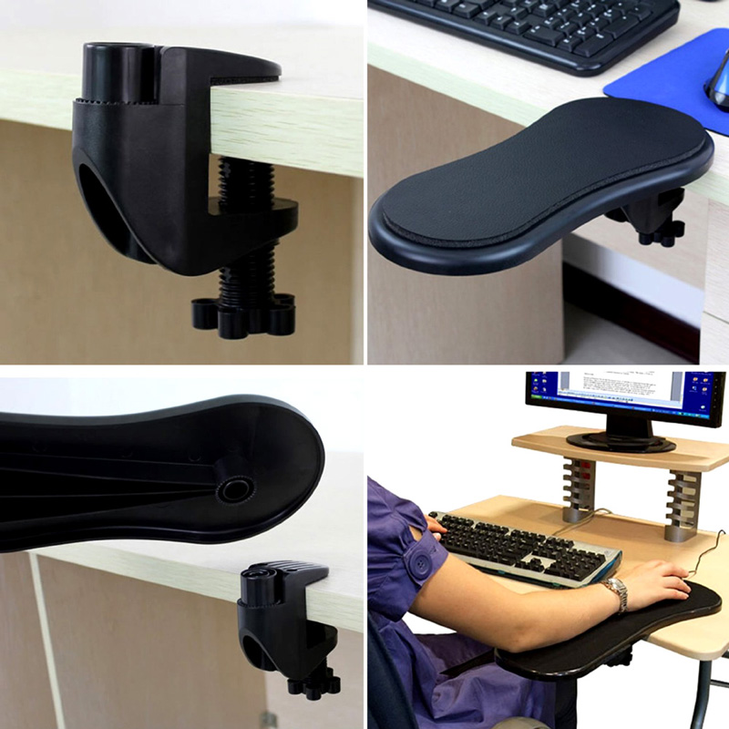 Black Rotating Computer Arm Support,Computer Arm Rest Support for Desk and Chair,Wrist Rest Support for Keyboard Armrest Extender Rotating Mouse Pad Holder for Table Chair Office