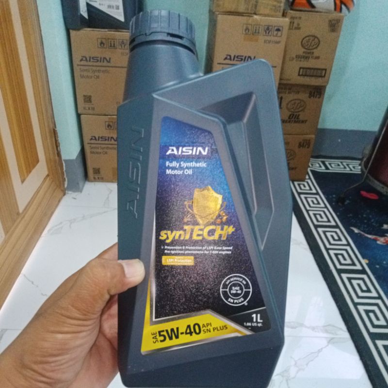 Aisin Fully Synthetic Motor Oil 1Liter Gas Diesel SAE 5W 40 Api Sn Plus 