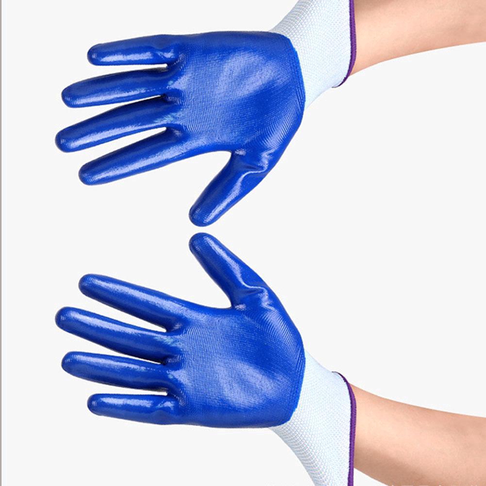 blue work gloves