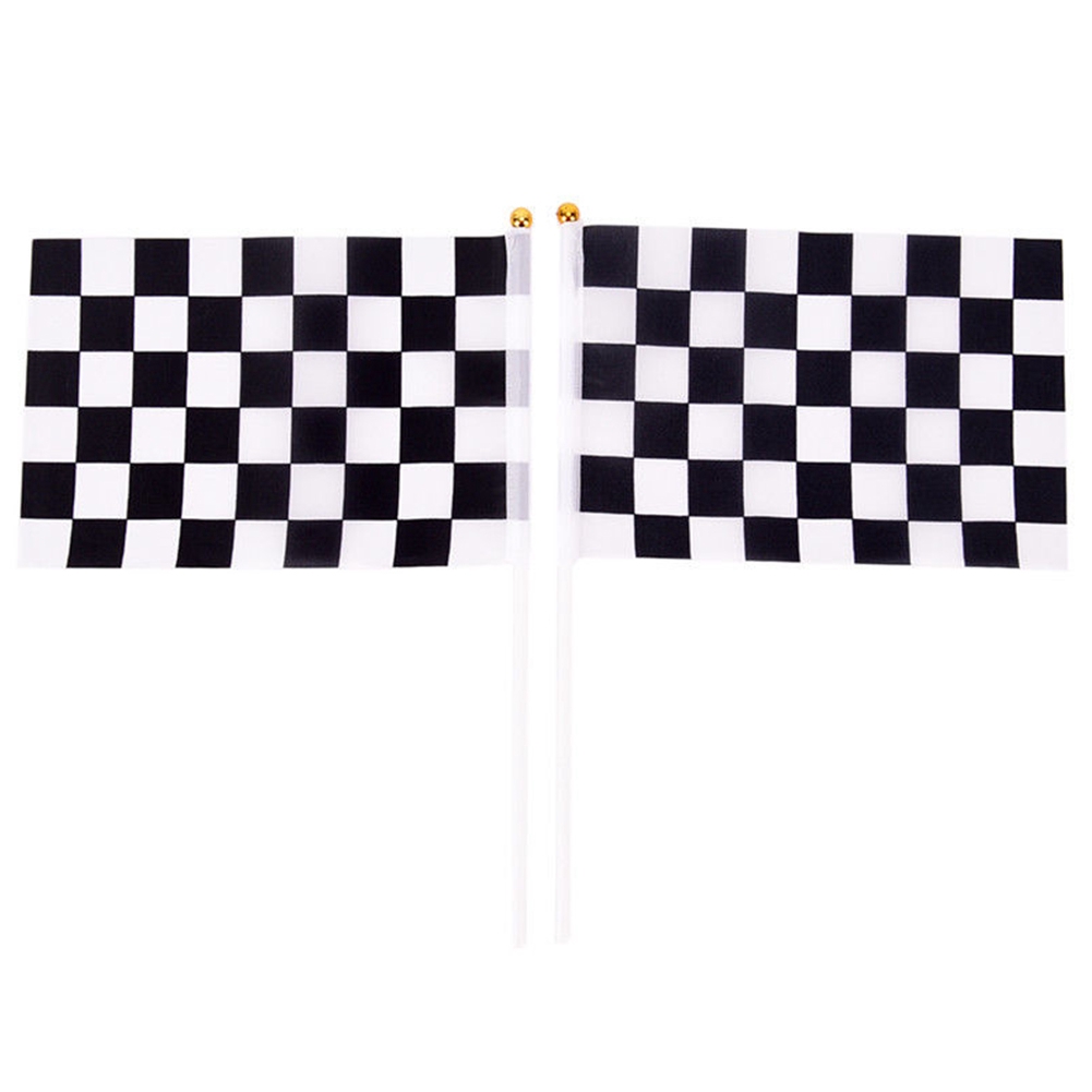 Red & White Check Waving Hand Flag 12 Pack Decoration Checkered Sport ...