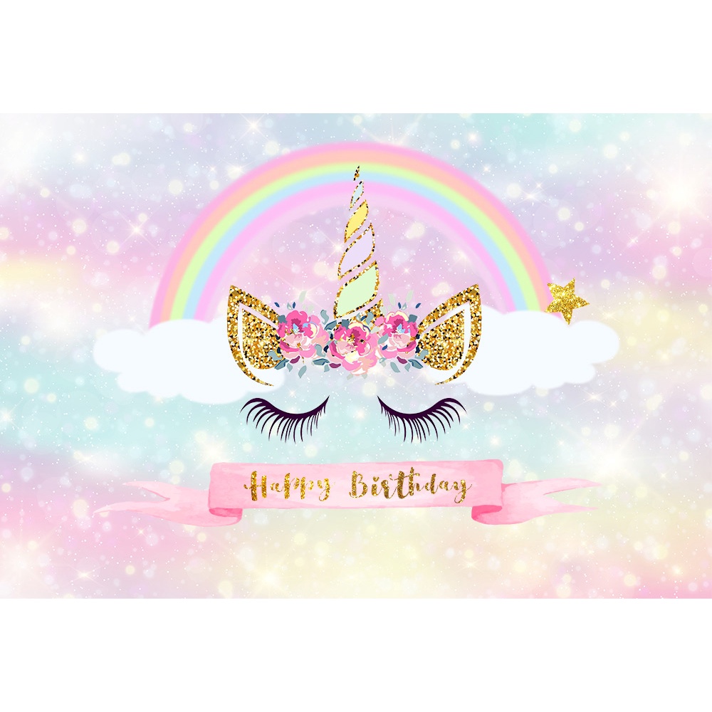 Unicorn Birthday Backdrop Happy Birthday Photo Background Girls Unicorn  Birthday Party Decoration Go | Shopee Philippines