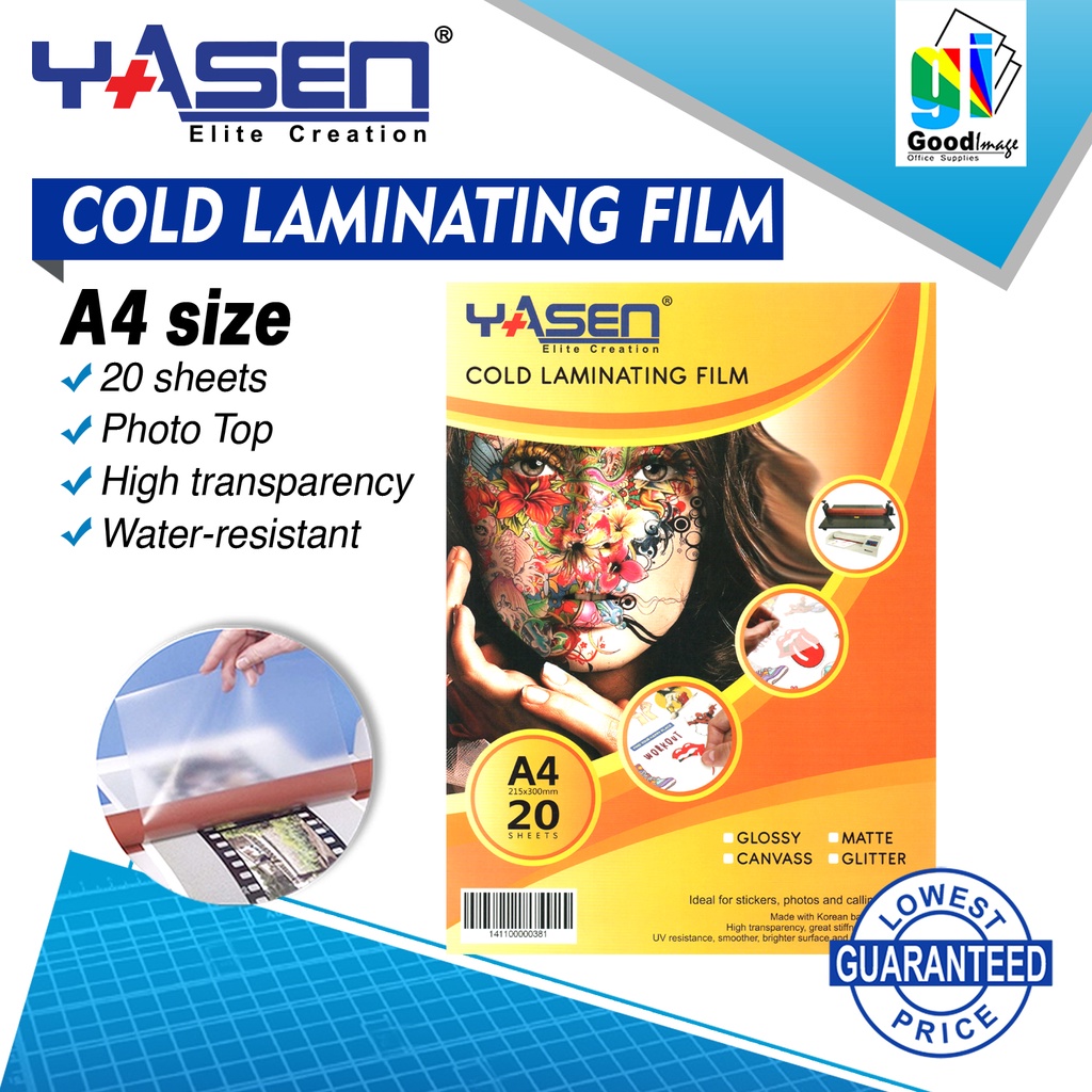 Yasen Cold Laminating Film Photo Top A4 size 20 sheets Shopee Philippines