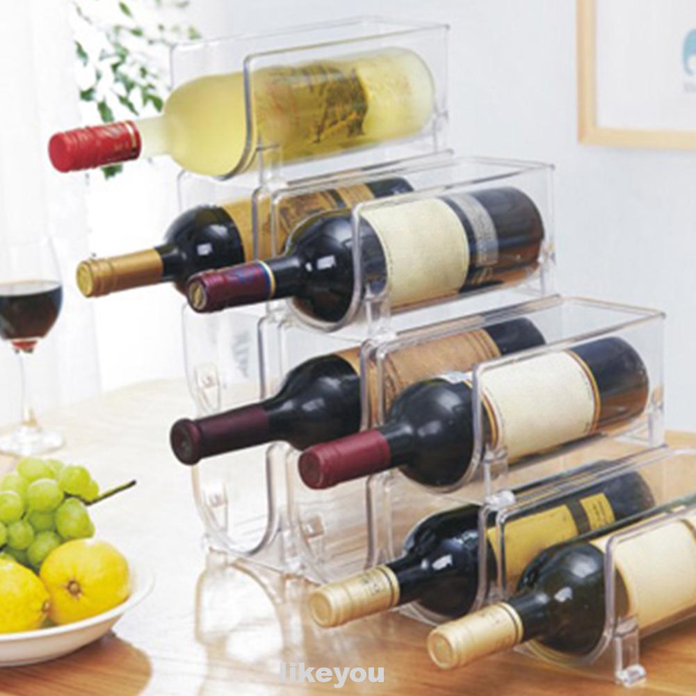 Wine Rack Storage Display Shelf Countertops Stackable Kitchen