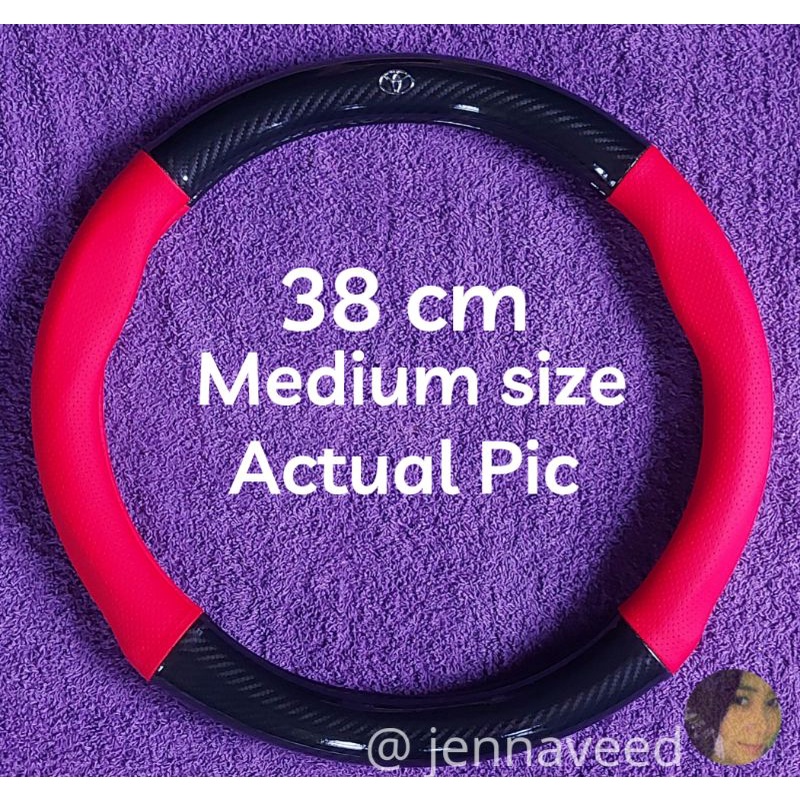 TOYOTA CARBON FIBER LEATHER STEERING WHEEL COVER 38 CM (RED) Shopee