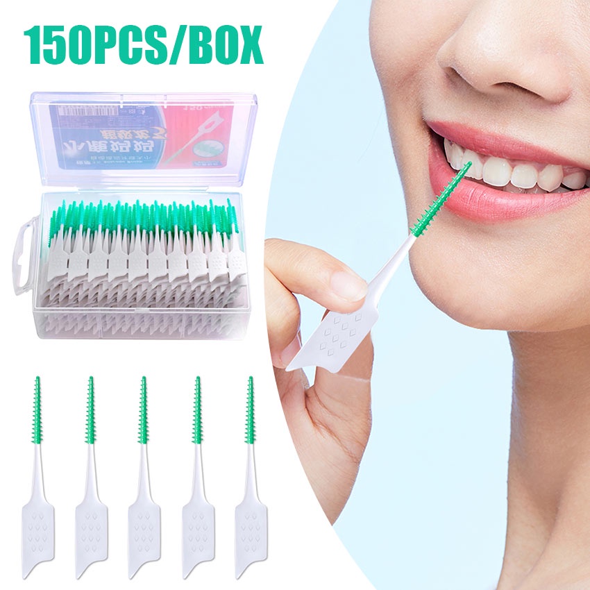 150Pcs Silicone Interdental Brushes Oral Cleaning Care Dental Cleaning