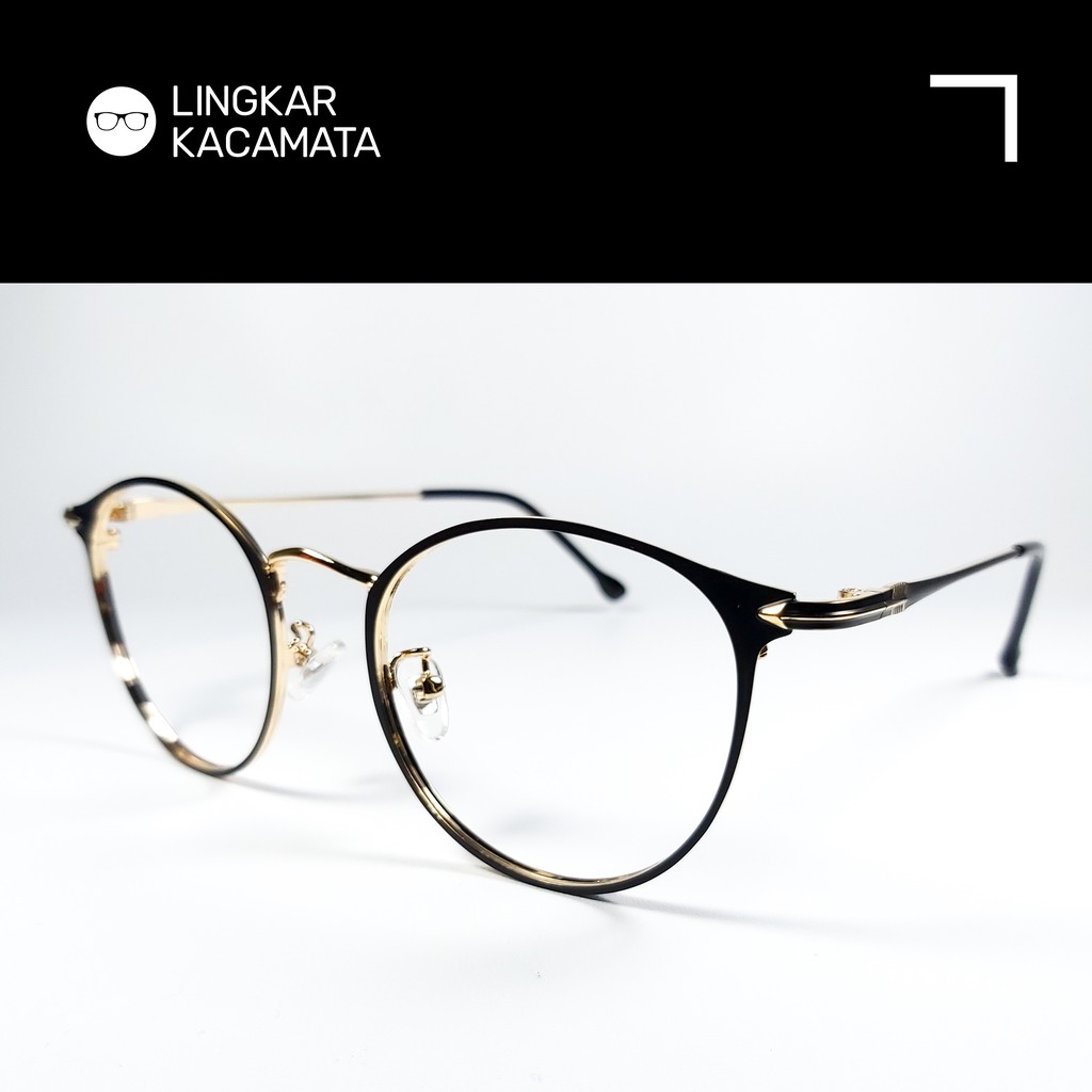 HITAM PRIA Minus Bluray Anti Radiation Photochromic Glasses Women Men Oval Iron Frame Plus Black Gold CLO
