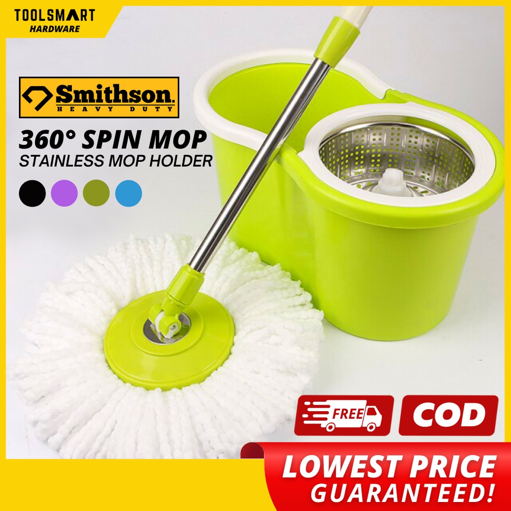 SMITHSON Magic Spin Mop Stainless Rotating Mop Bucket Mop Squeezer