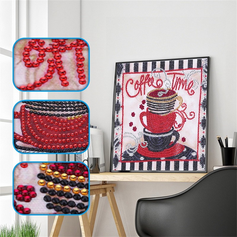 5D Embroidery Coffee Cup Pattern Cross Stitch Diy Painting Needlework Diamond Special Shape Drill Ho