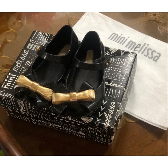 mini melissa black bow shoes