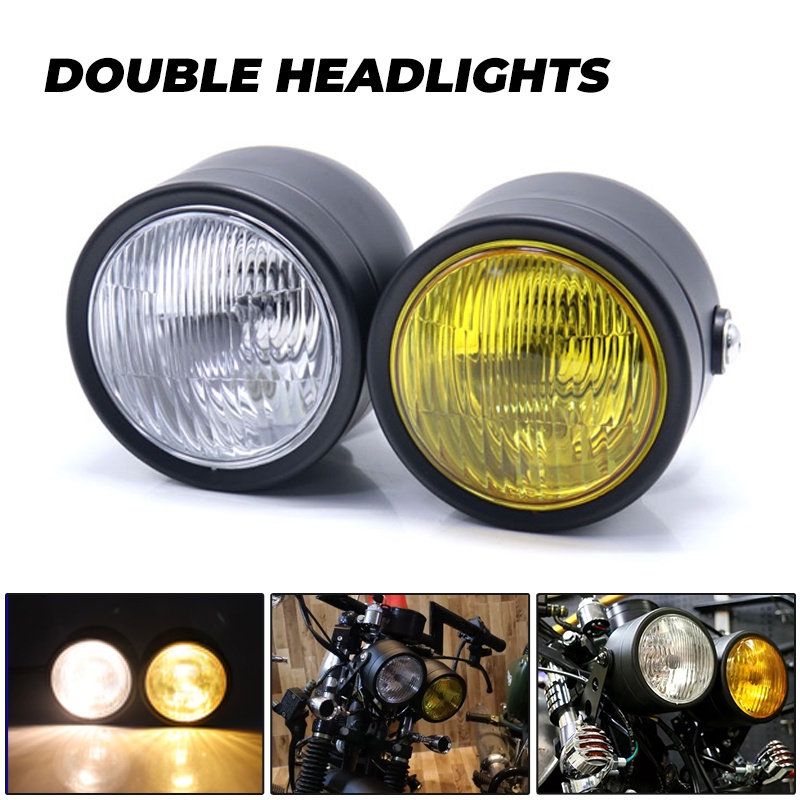 Universal Motorcycle Headlights Double Headlights Motorcycle Double ...