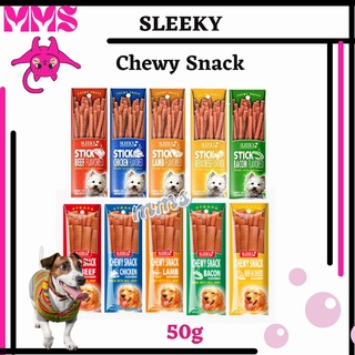 Sleeky Chewy Snack for Dog Stick & Strap ( Bacon / Lamb / Chicken / Beef / Beef & Cheese ) 50G Ll3S