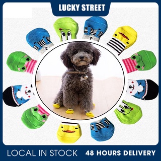 4pcs Cartoon Pet Socks Soft Cotton Cute Non-slip Warm Pet Sock Teddy Dog Foot Cover  Pet Product
