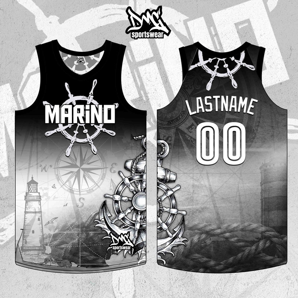 Black & White Marine Basketball Jersey Full Sublimation 3D Print Vest