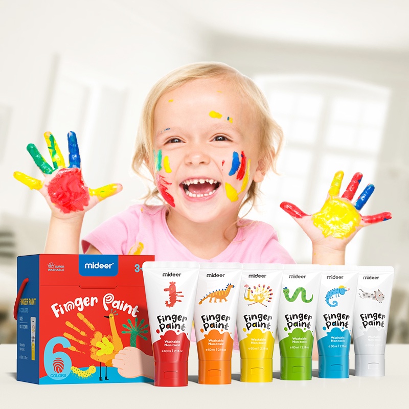 Original Mideer Finger Paints 6 / 8 and 12 PCS Washable Paint for Kids