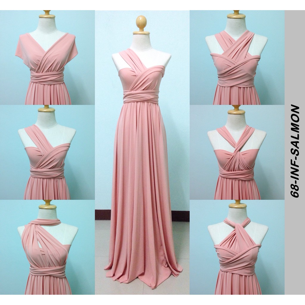 Peach Coral Bridesmaid Dress Long Infinity Wrap Dress MultiWay Dress ...