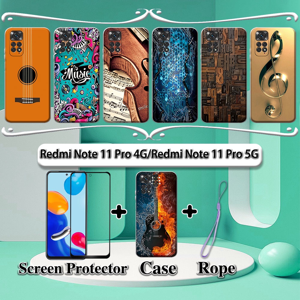2 IN 1 Redmi Note 11 Pro 4G Note 11 Pro 5GCase with Tempered Glass Curved Ceramic Screen