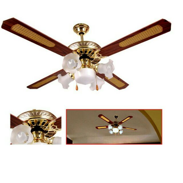 Ceiling Fan Antique Brass W Free