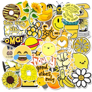 50pcs Yellow Cute Emoji Funny Sticker Nonredundant Waterproof ...