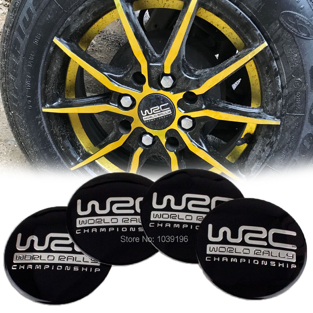 4pcs 56mm Wrc World Rally Championship Black Car Center Cap Emblem 