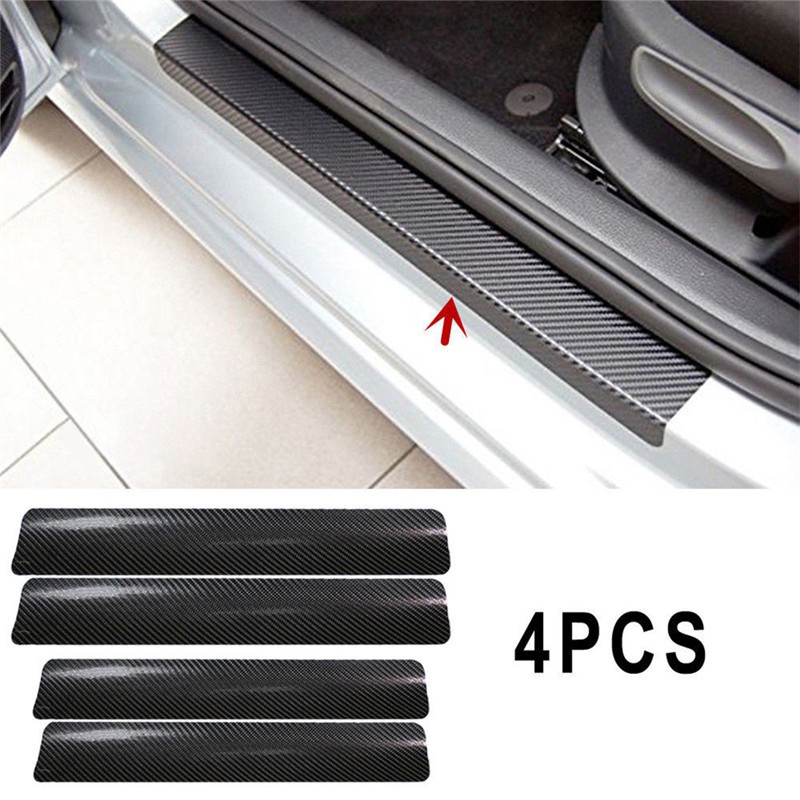4PCS Silver Rubber Car Door Scuff Sill Cover Panel Step Protector For Chevrolet
