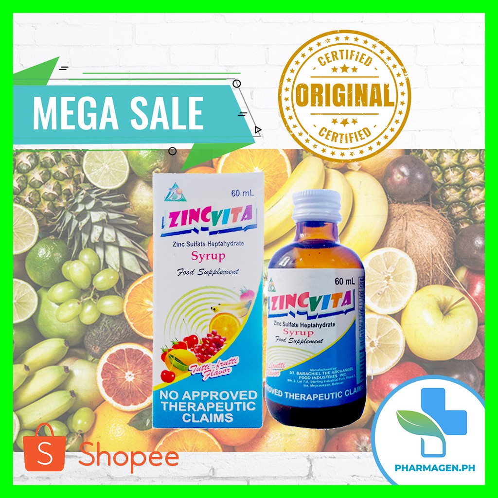 ZINC VITA SYRUP FOOD SUPPLEMENT 120ML Shopee Philippines