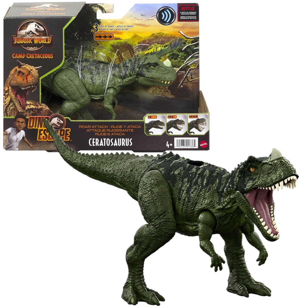 Jurassic World Roar Attack Dinosaur Green Ceratosaurus Action Figure ...