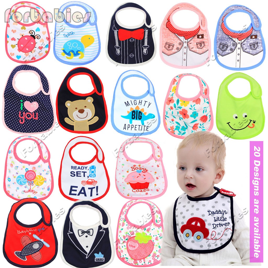 Cotton 3-layer cartoon baby bib, boy 