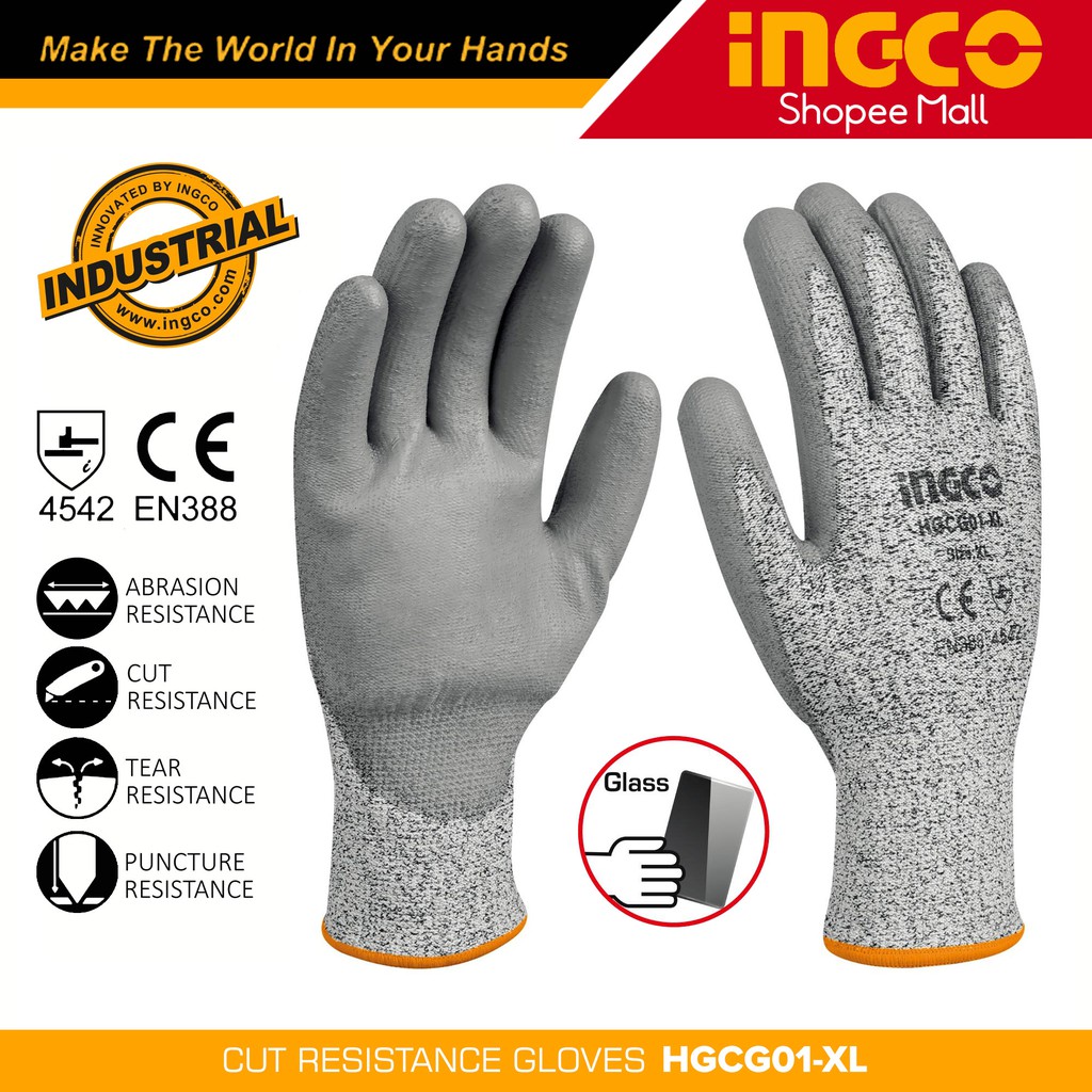 Ingco HGCG01XL Cut Resistance, Abrasion, Tear and Puncture Rubber