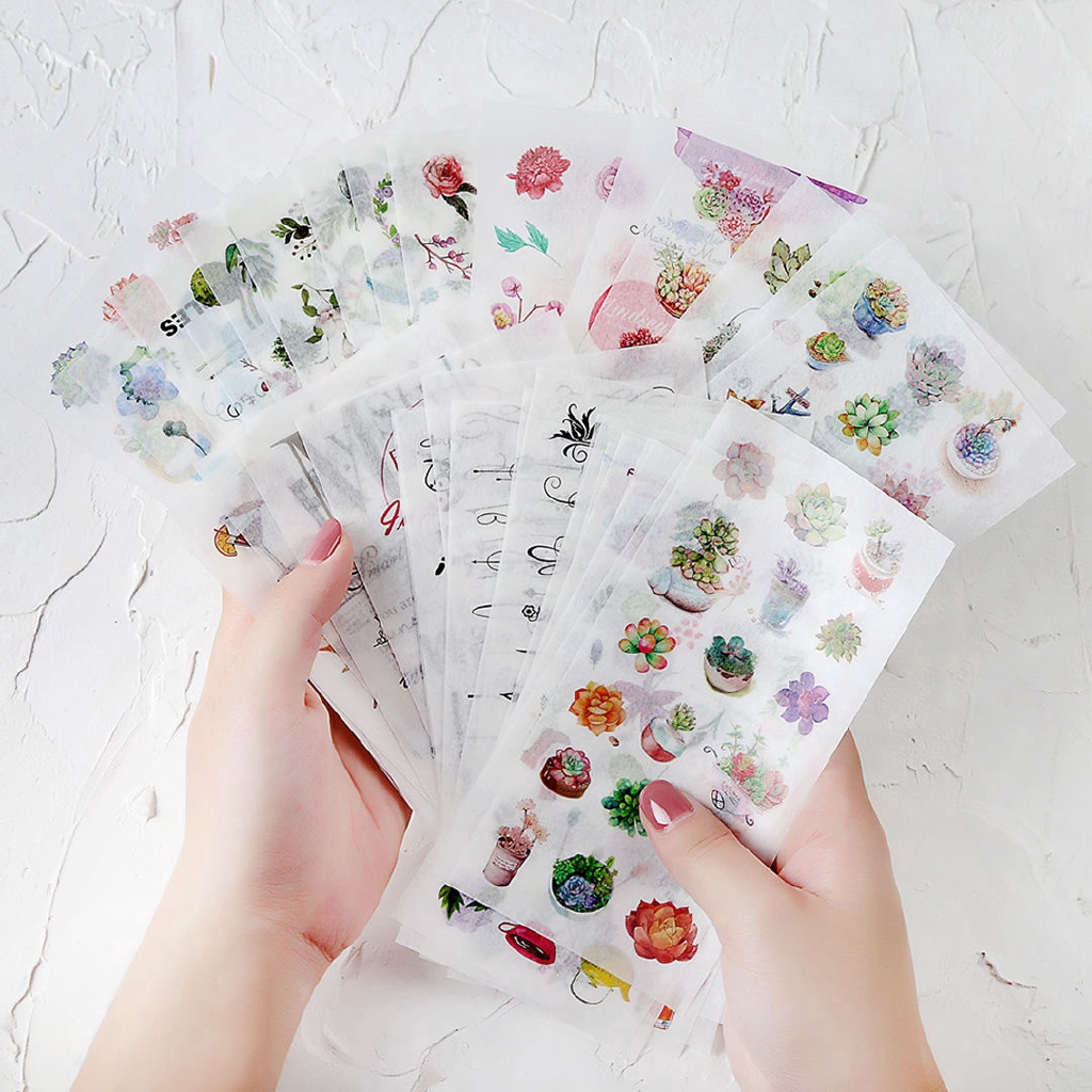 6 Sheets Literary Washi Sticker Set Student Office Stationery DIY