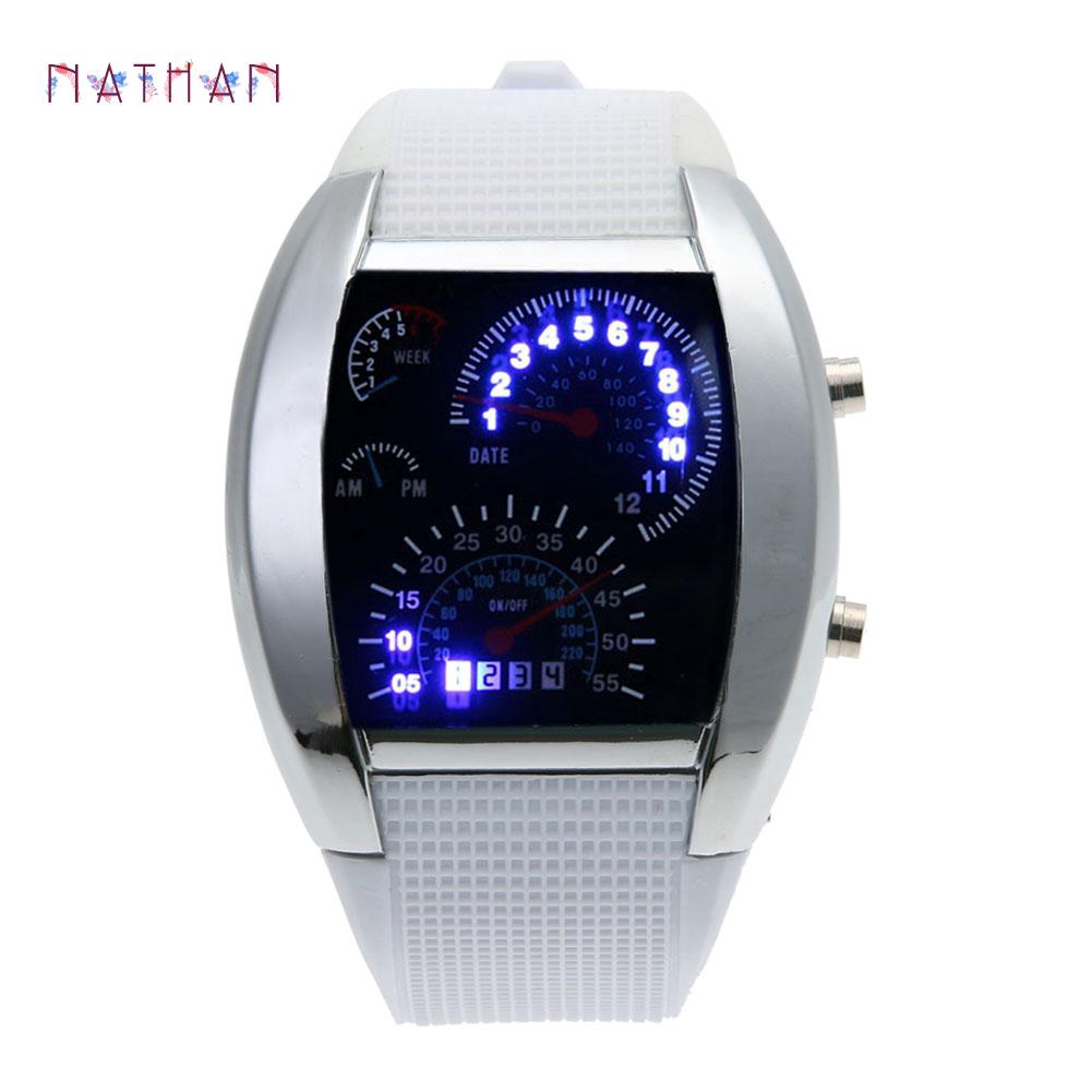 men's black rubber speedometer digital wrist led watches
