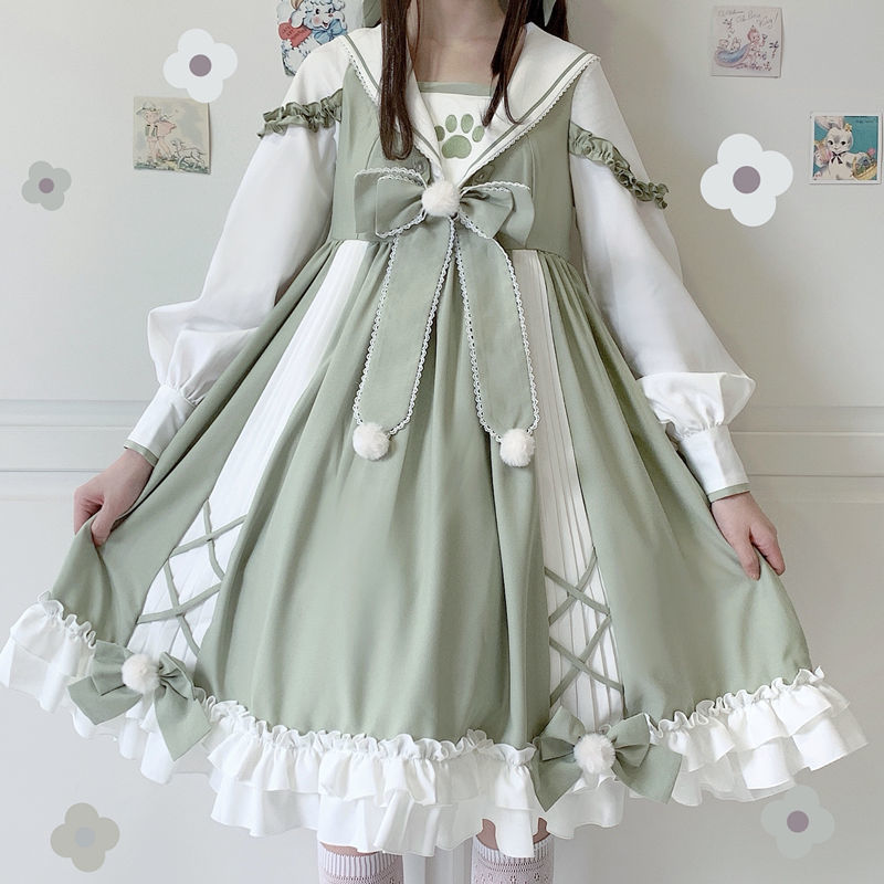 Japanese Lolita Dress Cute Preppy Style Solid Color Cardigan Meow Claw ...