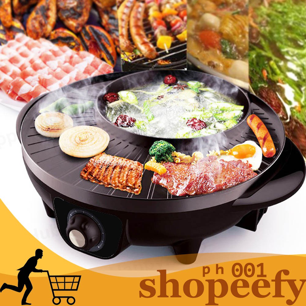 Plus Freebie Korean Shabu Shabu 2 In 1 And Grill Pan Samgyupsal Electric Griller Shopee Philippines