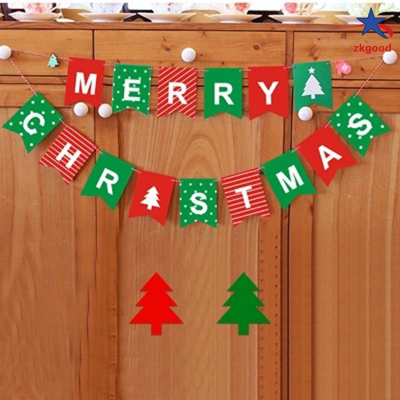 Merry Christmas Bunting Garland Banner Hanging Flag Shop Hom | Shopee Philippines