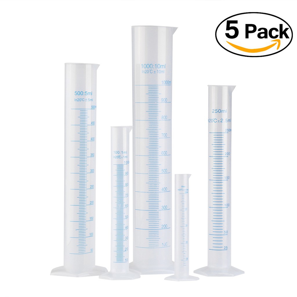 Pixnor 5pcs Transparent Measuring Plastic Graduated Cylinder 50ml 100ml 250ml 500ml 1000ml Shopee Philippines