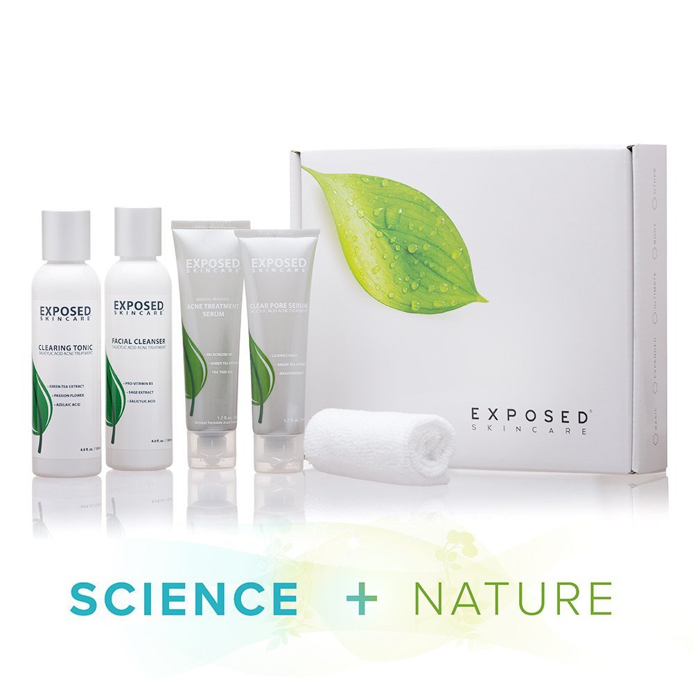 Exposed Skin Care Ranked 2022 #1 Complete Acne Treatment Kit Pimple Cure + Clear Skin + Anti-Aging