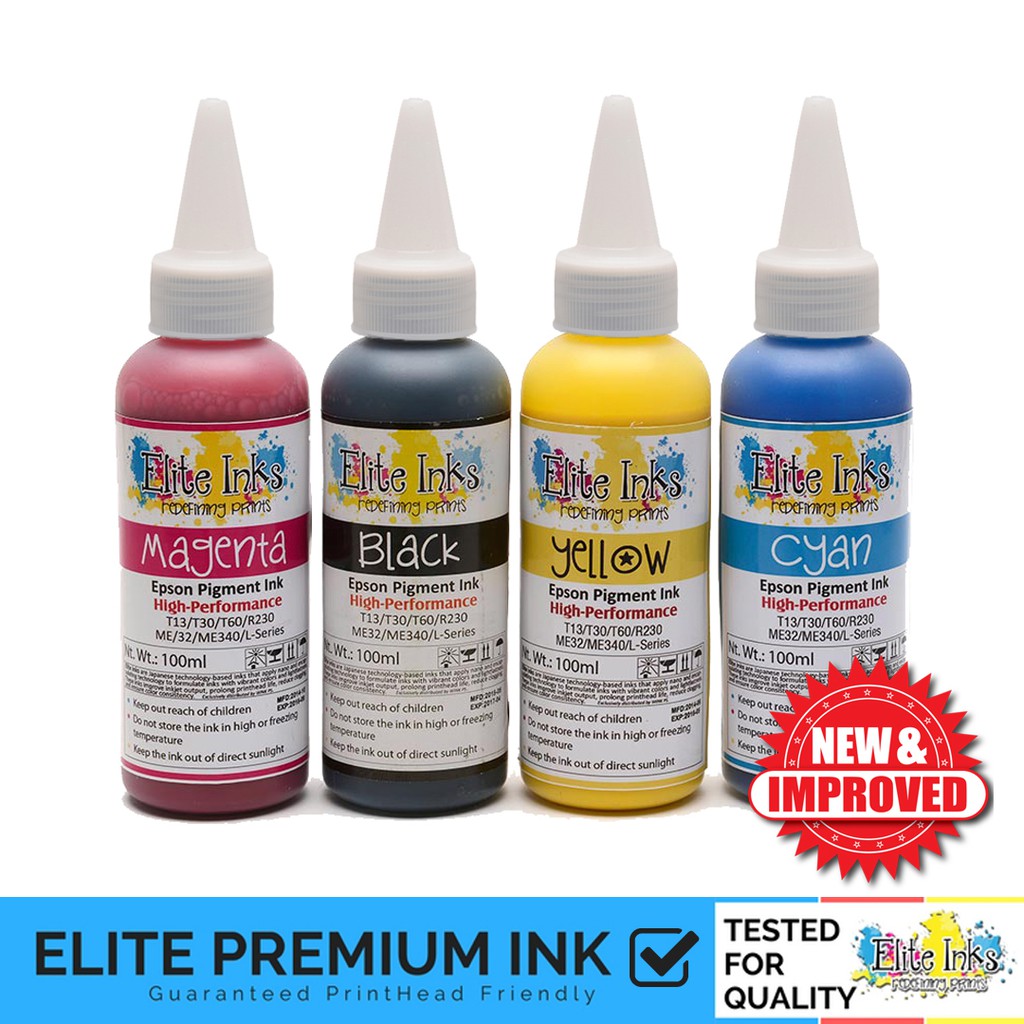 Elite Premium Japan Pigment Ink  for Epson 100ml Non Fade 