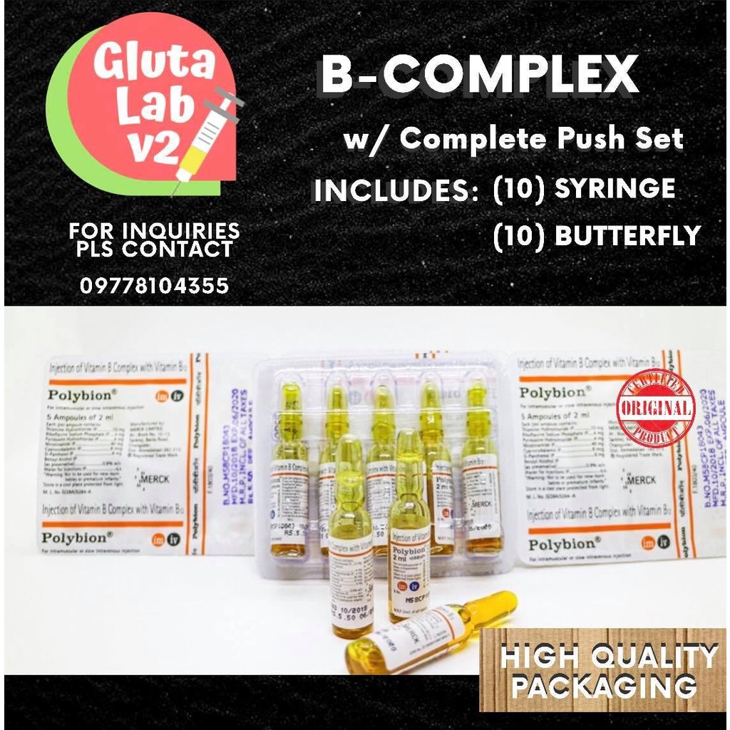 GLUTA LAB V2 Vitamin B Complex IV 10 ampules with Complete push set