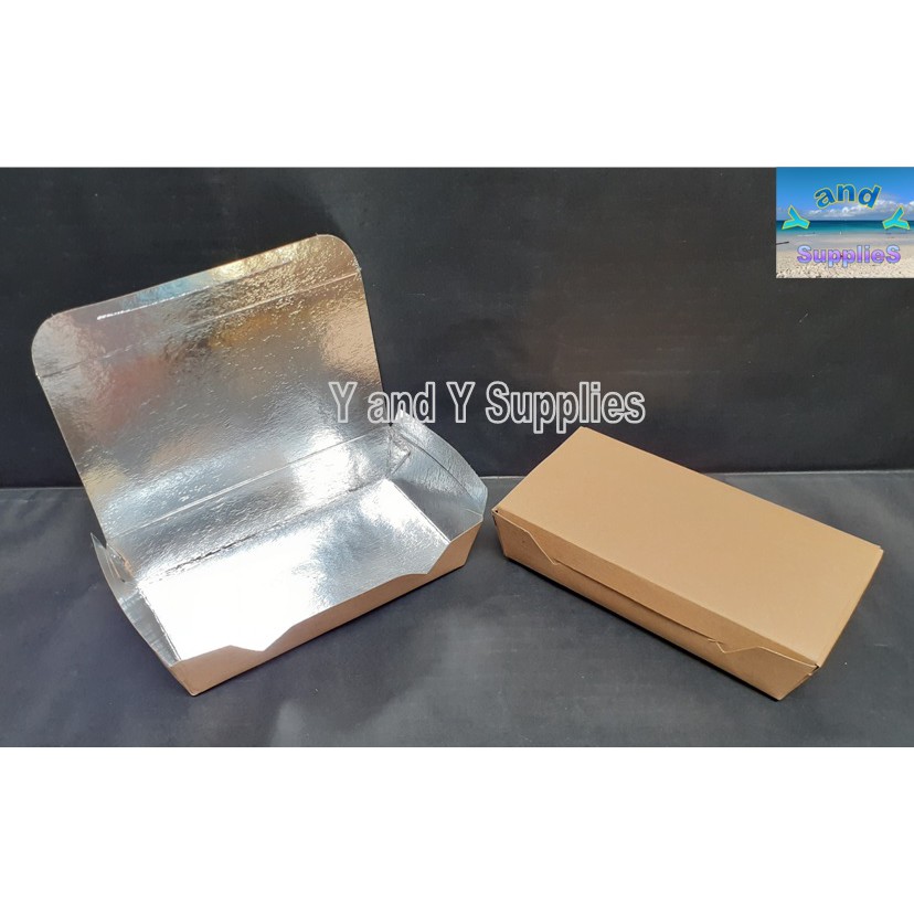 Spaghetti Box foil-coated, Silver Paper Take-out box, 50 Pieces ...