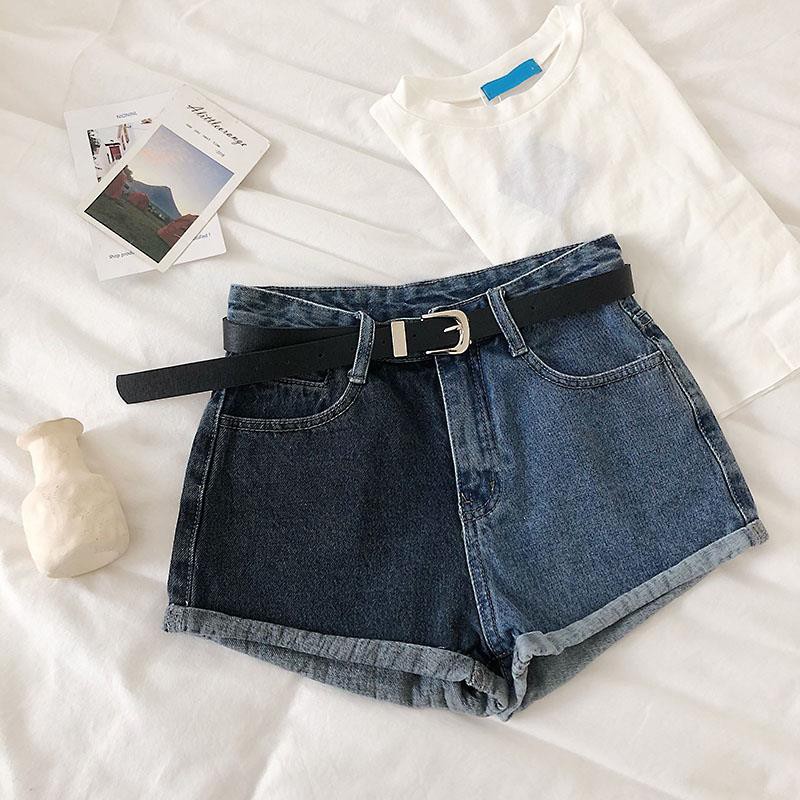 hemmed jean shorts