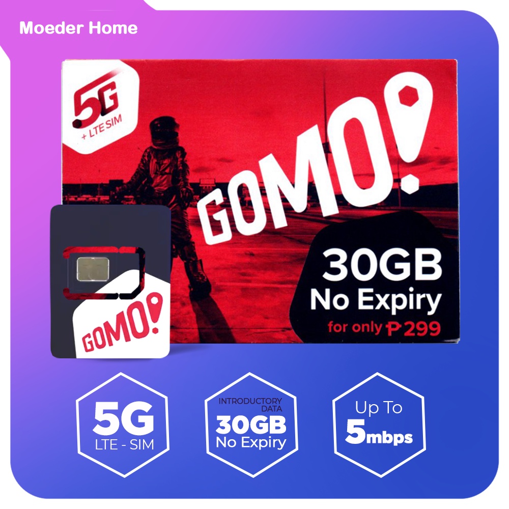 GOMO Sim Card No expiration 25GB Mobile Data Shopee