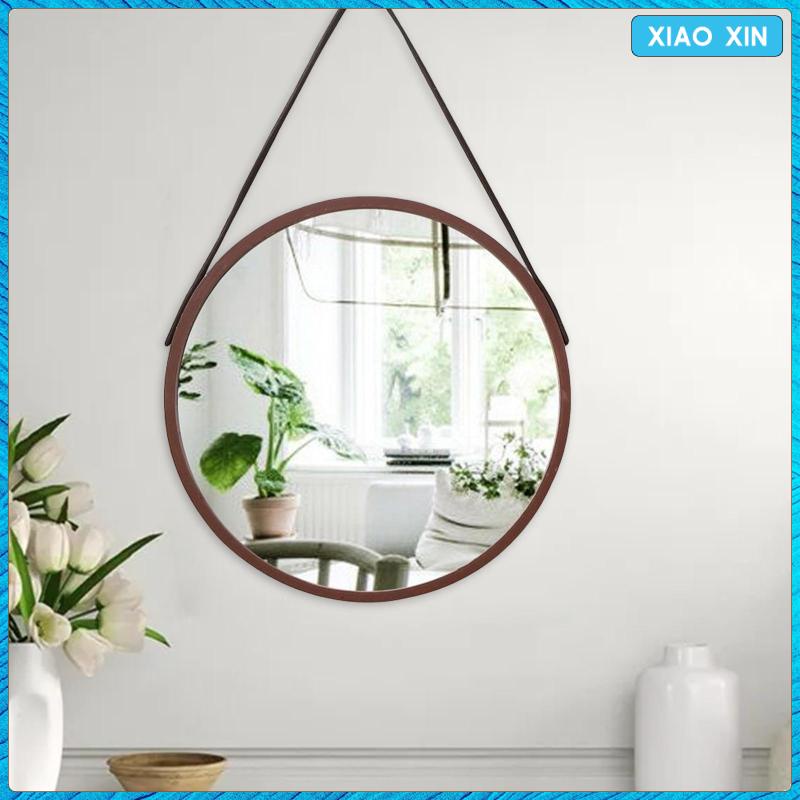 Wall Mounted Mirror Decorative Farmhouse Circle Rustic Frame Accent