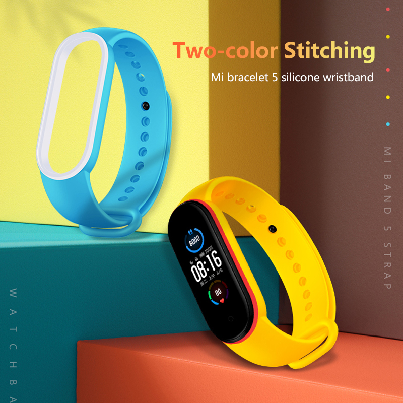 XIYU TPU Bracelets For Xiaomi Mi Band 5 strap Two-color Silicone